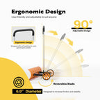 VIVOHOME 37 Inch Plastic Snow Plow Pusher Shovel with Wheels, Bi-Direction Snow Removal Tool with Adjustable Handle and Angled Blade for Doorway Sidewalk Driveway Deck, Yellow