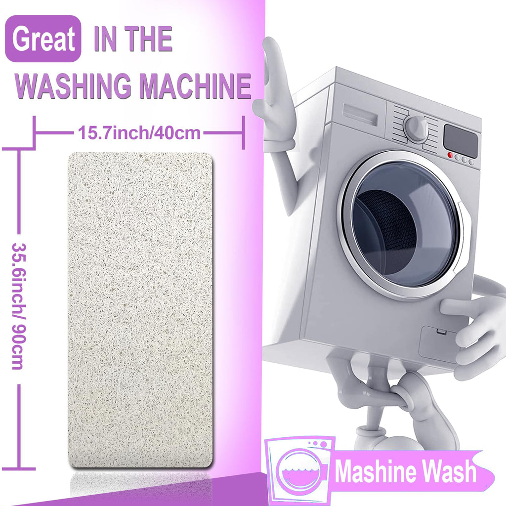 Shower Mats Non Slip,16x35.6'' Long Bathtub Mat Non Slip for Bathroom Tub,Shower Mats for Showers Anti Slip for Elderly,Loofah Anti Slip Shower Matt,Shower Stall Mat for Inside Shower-White