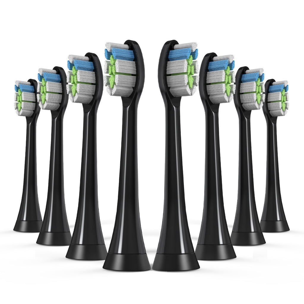 Keosaa Replacement Toothbrush Heads Compatible with Philips Sonicare Electric Toothbrush, Whitening Teeth for Philips Sonicare Replacement Heads, 8 Pack, Black(Whitening Series)