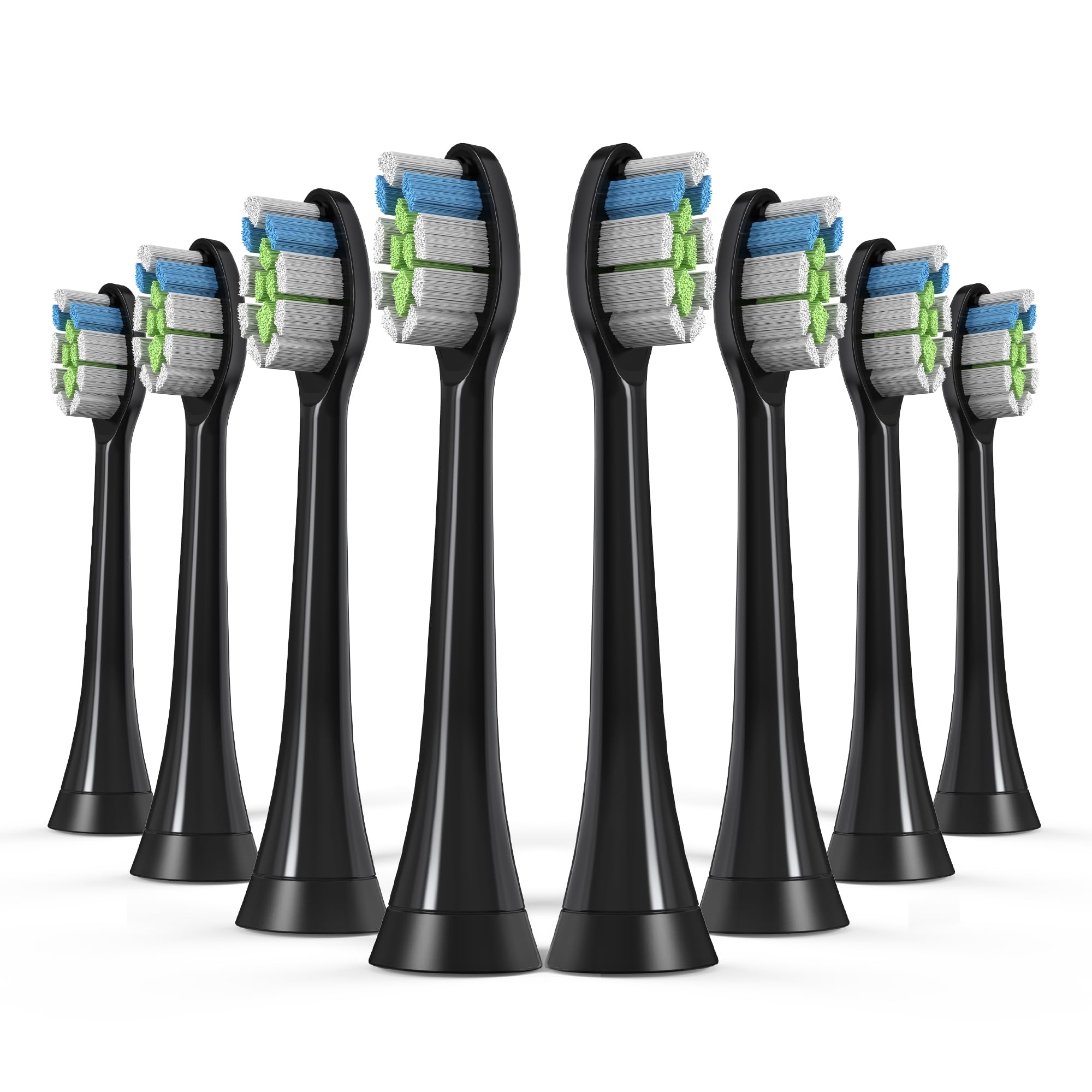 Keosaa Replacement Toothbrush Heads Compatible with Philips Sonicare Electric Toothbrush, Whitening Teeth for Philips Sonicare Replacement Heads, 8 Pack, Black(Whitening Series)