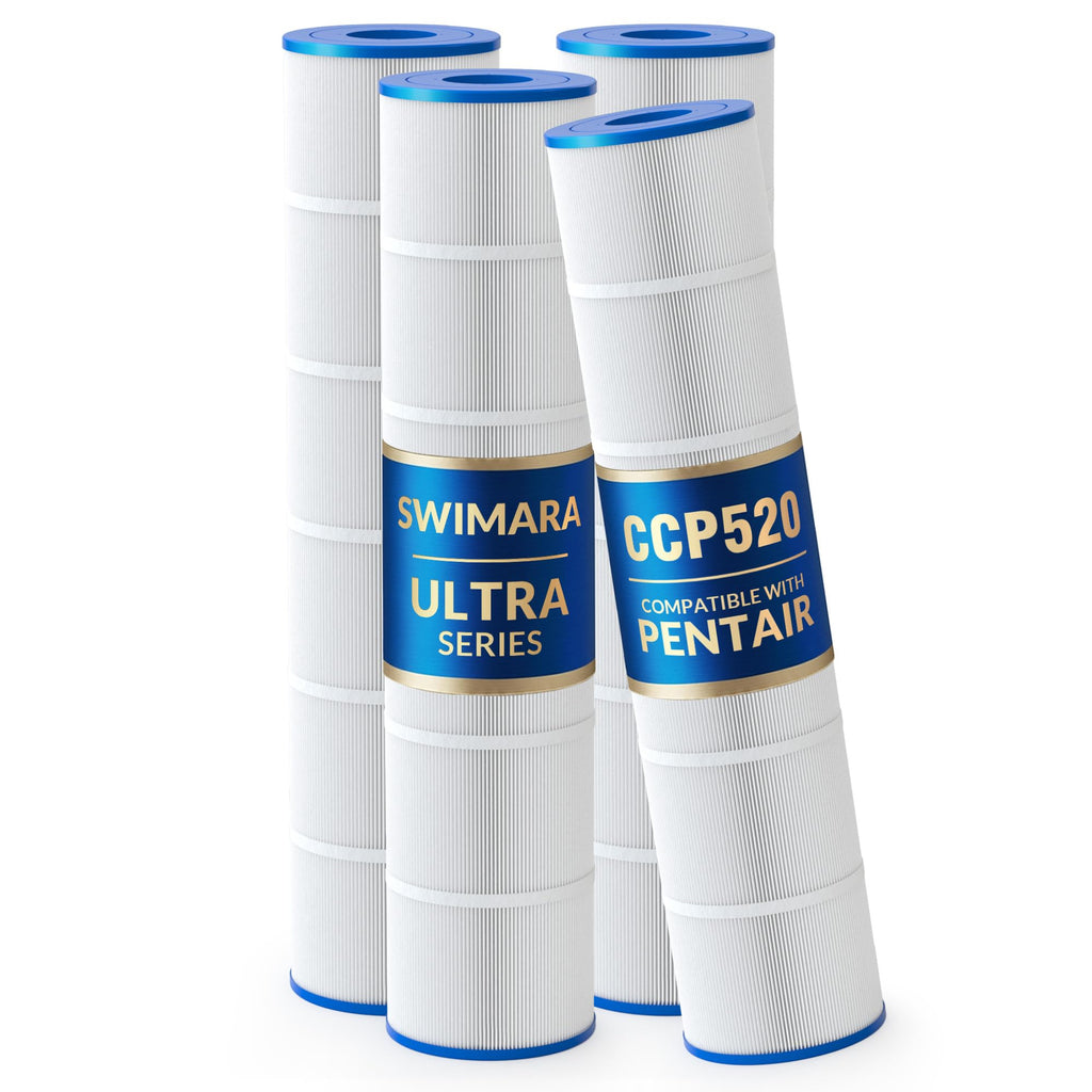 Swimara CCP520 PCC130 178585 R173578 817-0131, 5 oz+ Trilobal Fabric Pool Filter Cartridges, Compatible with Pentair Clean & Clear Plus 520 (#160332) & Waterway 525, 4-Pack, Ultra Series