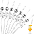 20 Pieces Disco Ball Straws Mirror Silver Mini Disco Ball Decorative Straws for 70s Disco Party Supplies Wedding Birthday Nightclub Cocktail Cup Decoration (Silver)