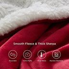 Bedsure Sherpa Fleece Red Throw Blanket for Couch - Thick and Warm Blanket for Winter, Christmas Throw Blanket Gift, Christmas Blanket Decor, 50x60 Inches