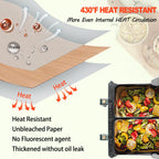 Ninja Foodi Air Fryer Liners, Ninja Air Fryer Liners Disposable, Ninja DZ071 Foodi Ninja Dual Air Fryer Parchment Paper Liners, Rectangular Airfryer Paper Liners, Rectangle 2 Basket Liners