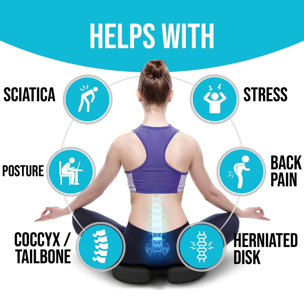 FORTEM Office Chair Cushion and Back Support for Office Chair, Lumbar Support Pillow, Memory Foam, Non Slip Sitting and Back Rest for Gaming, Car Seat Cushion, Chair Pad