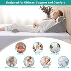 Bedluxe Adjustable 4pcs Bed Wedge Pillow Set, Memory Foam Wedge Pillows Post Surgery for Back, Neck, Leg Pain Relief, Pillow Wedge for Sleeping, Sitting up in Bed, Acid Reflux and GERD, White/Grey