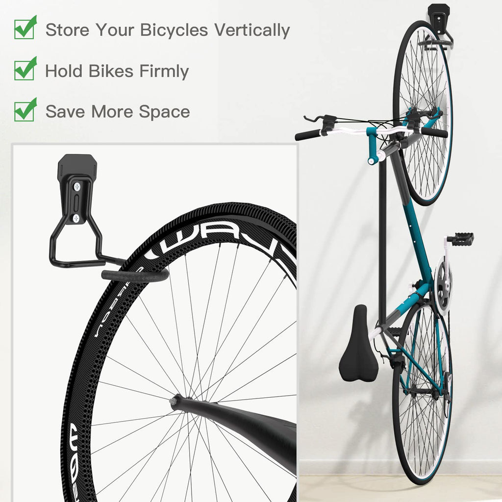 Housolution Bike Wall Mount with Fixed Hook, [4 Pack] Heavy Duty Bike Storage Rack, Bike Rack Vertical Stand for Garage - Easily Hang/Detach - with Screws Iron Bike Hanger Brackets