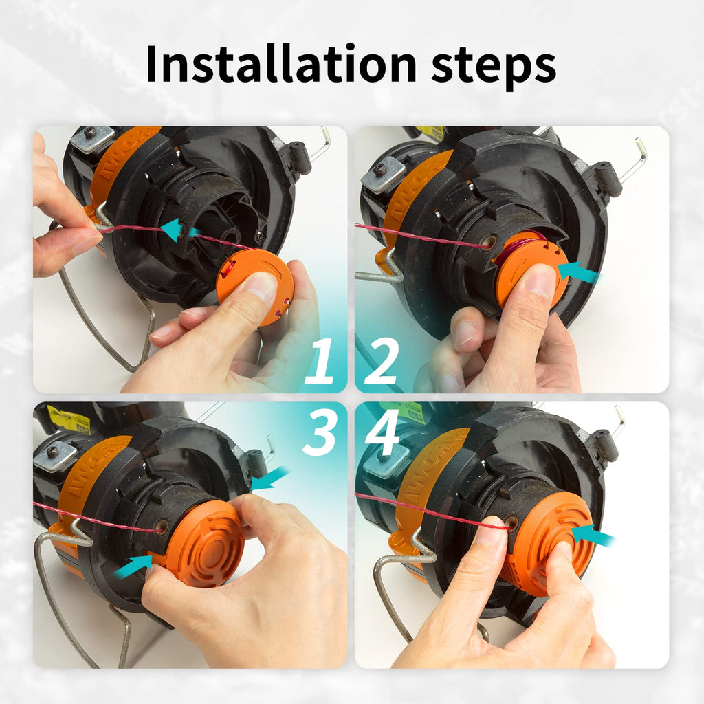 20 Pack Trimmer Spool Line for Worx,(WA0010)Replacement Trimmer Spool Line for Worx,Trimmer Line Refills 0.065 inch for Worx,Suitable for Worx String Trimmers(16 Pack Grass Trimmer Line,4 Trimmer Cap)