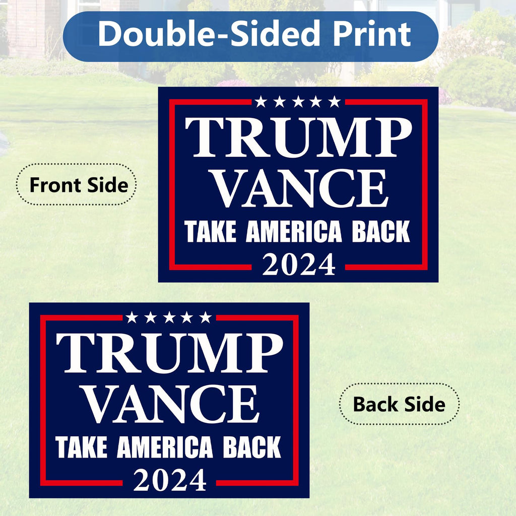 Probsin Trump Vance 2024 Yard Sign 12" x 17" Double Sided Blue Take America Back Voted for President Trump Vice President JD Vance Outdoor Decorations for Lawn, Garden, Window, Party Supplies