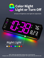 MASHI Digital Wall Clock, 17.3" Large Display Digital Clock with Remote Control, Auto-Dimming Wall Clock with Night Light, DST, Date Week,Temp for Living Room, Bedroom, Decor, Gift for Elderly
