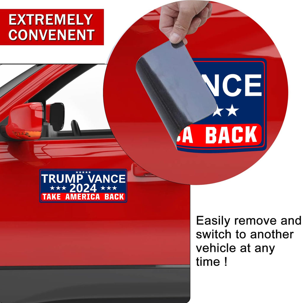 Shmbada Trump Vance 2024 Take America Back Magnetic Bumper Sticker for Cars - Support Trump Vehicle Magnet Sign Decal, Blue 10 x 3.5 Inches (Trump Vance 2 PCS)