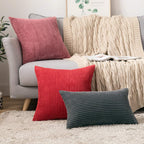 MIULEE Pack of 2 Corduroy Soft Soild Decorative Square Christmas Throw Pillow Covers Set Cushion Cases Pillowcases for Sofa Bedroom Car 18 x 18 Inch 45 x 45 Cm Red