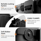 RESTMO IP54 Extra Large Outdoor Box w/ 6 Cable Seal Entry, Bundle w/ 4 Small Weatherproof Extension Cord Safety Cover, Protect Power Strip, Timer Outlet Plug, Christmas Decoration, Black.