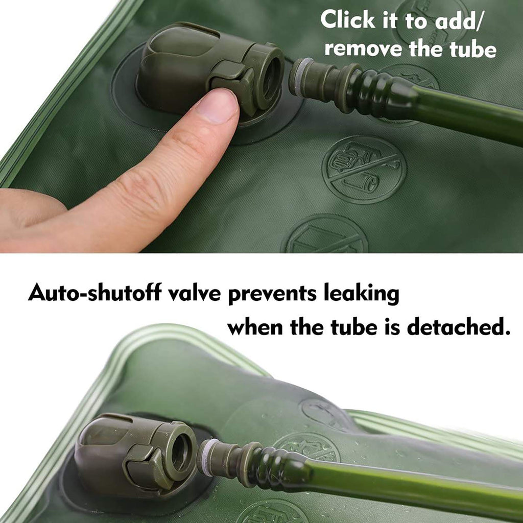Hydration Bladder, 2L Water Bladder for Hiking Backpack, BPA-Free Leak Proof Water Reservoir Storage Bag, Hydration Pack Replacement for Camping Cycling Running, Military Green