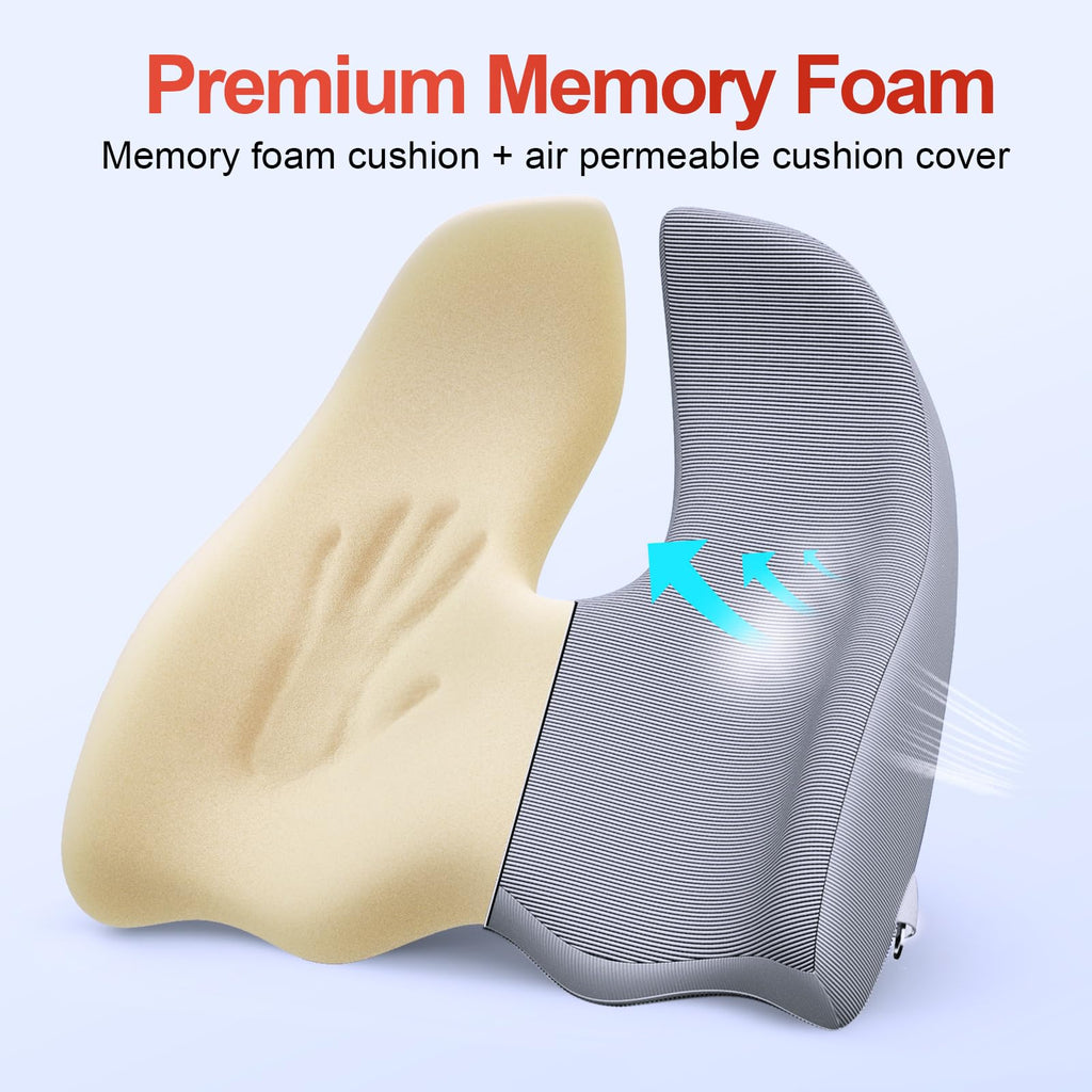 Benazcap X Large Memory Seat Cushion for Office Chair Ergonomic Cushions Butt Pillow for Pressure Relief Sciatica & Pain Relief Memory Foam for Long Sitting for Gaming Chair and Car Seat-Dark Grey