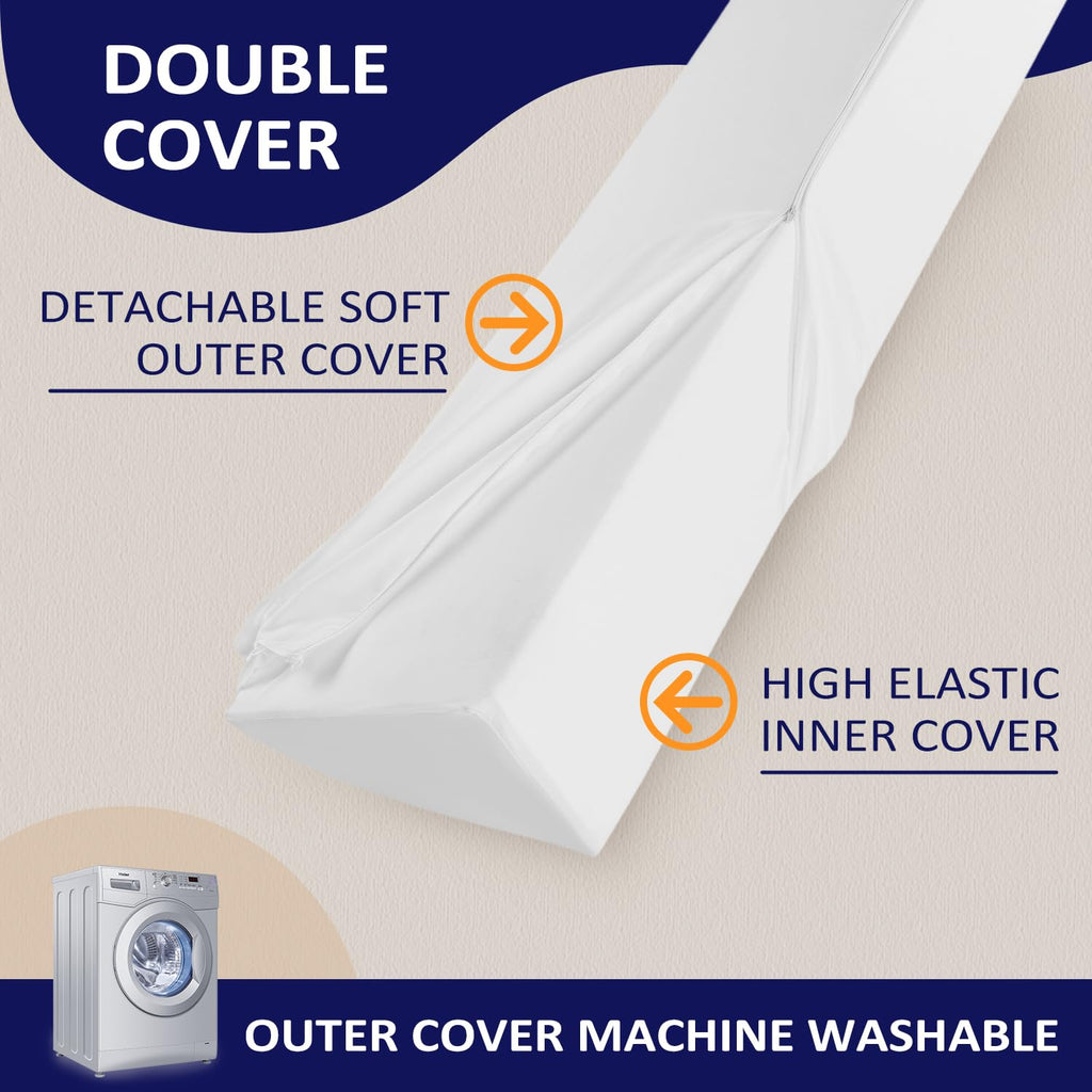 downluxe King Size Bed Wedge Pillow for Headboard - Headboard Pillow King Bed, Mattress Gap Filler to Close The Gap(0-6") Between Mattress and Headboard or Wall, White(76"x10"x6")