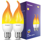 Hompavo Upgraded LED Flame Light Bulbs, 3 Modes Flickering Light Bulbs, E26 Chandelier Base Candle Fire Light Bulb for Halloween Christmas Party Porch Indoor & Outdoor Home Decoration - 2 Pack