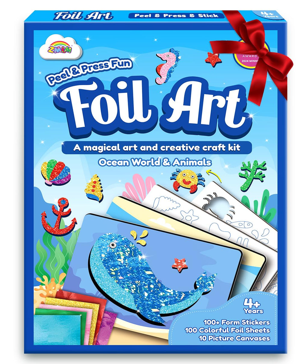 ZMLM Colorful Foil Arts Fun - No Mess Art Christmas Gifts Set - Christmas Crafts Supplies for 4+ Boys - Stocking Stuffers & Christmas Toys for 4 5 6 7 8 9 10 Boys and Girls