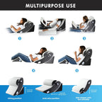 Gleur Wedge Pillow Set For After Surgery- Memory Foam Orthopedic Bed Wedge Pillow Post Surgery Adjustable Incline for All Sleeping, Sitting Positions, Acid reflux Includes a Desk Pillow Patent Pending