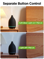 InnoGear Oil Diffuser, 150ML Ceramic Diffuser for Essential Oils Handcrafted Aromatherapy Diffuser Ultrasonic Cool Mist Humidifier with 2 Mist Modes Waterless Auto Off for Room Office, Black