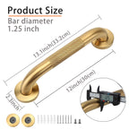 Rackickyer Shower Grab Bar, 2 Pack 12 Inch Gold Bathroom Grab Bar, 1.25" Diameter 304 Stainless Steel Anti-Slip Grab Bars for Bathtubs and Showers, Handicap Shower Grab Bar for Seniors Elderly
