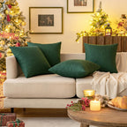 MIULEE Pack of 2 Christmas Spring Decorative Outdoor Solid Waterproof Throw Pillow Covers Polyester Linen Garden Farmhouse Cushion Cases for Patio Tent Balcony Couch Sofa 12x20 inch Emerald Green