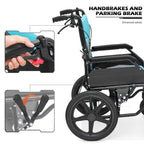 monicare Wheel Chair for Adults with Swing-Away Footrest and Loop-Lock Handbrakes 17.5 inch Seat Wheel Chair 15" Rear Wheel Lightweight Ultralight Transport Chair for Travel Compact Storage, 250 lbs