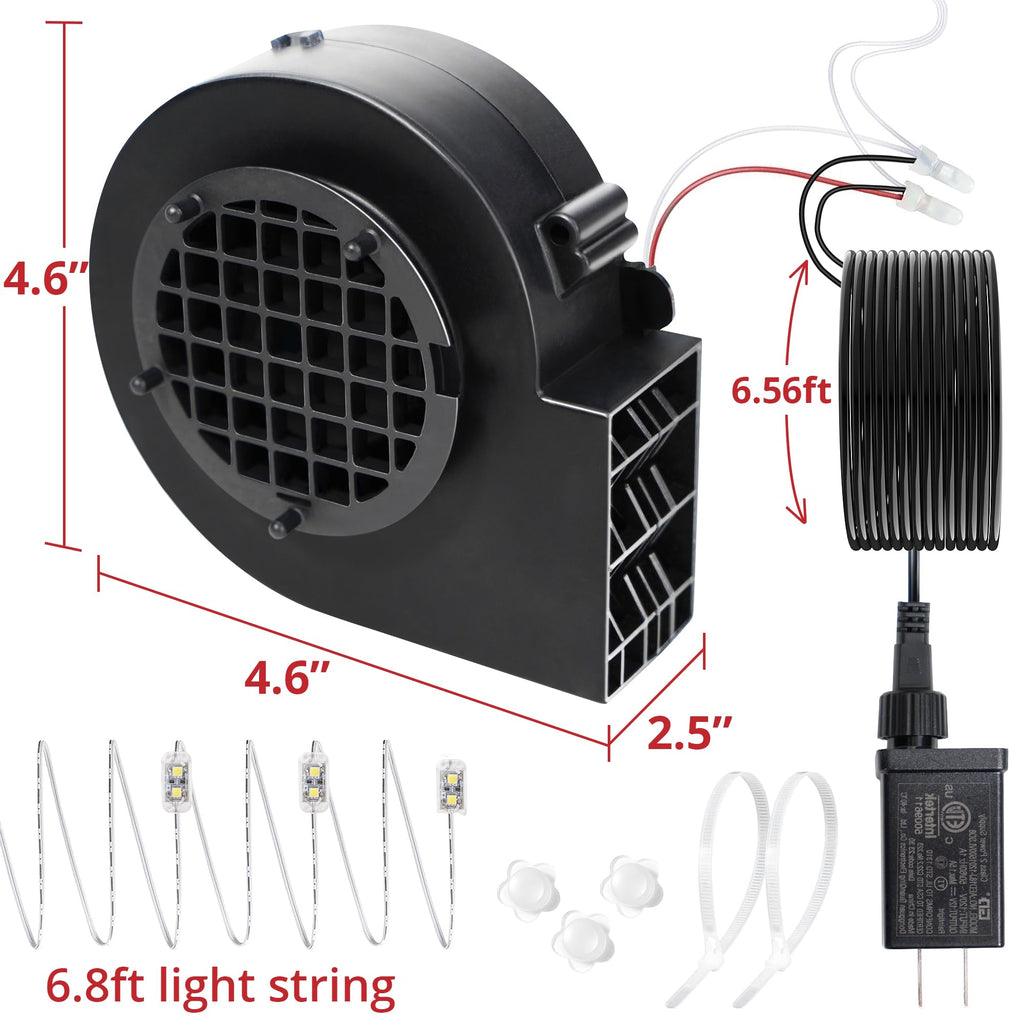 Replacement 1A Blower for Halloween Inflatables, 1.5A Adapter for Christmas Yard Inflatable Blow Up Outdoor Holiday Yard Inflatables Decorations Replacement Fan Blower, Adapter, 5 LEDs Bulbs Set