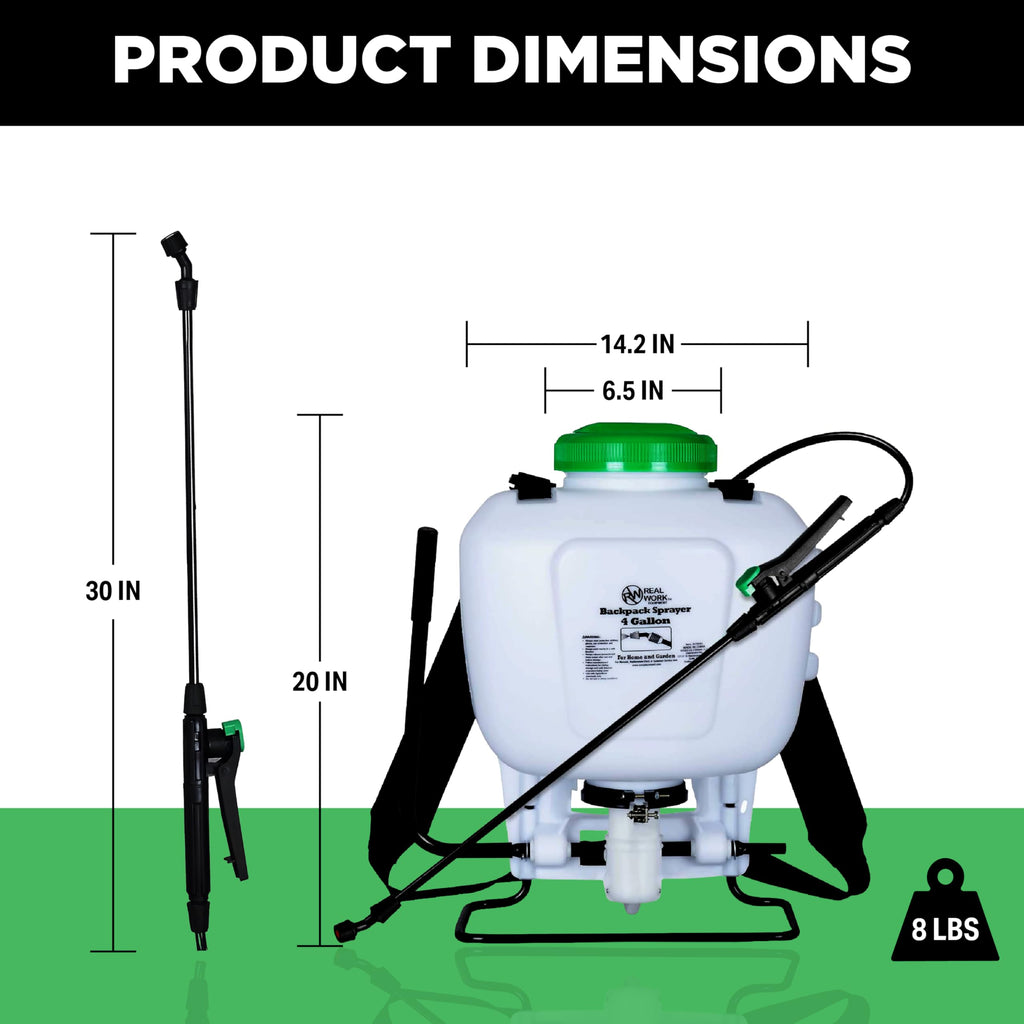 REALWORK 4-Gallon Backpack Sprayer with Padded Shoulder Strap for Pests & Weeds, Watering Garden, and Spraying Plants, in Translucent White
