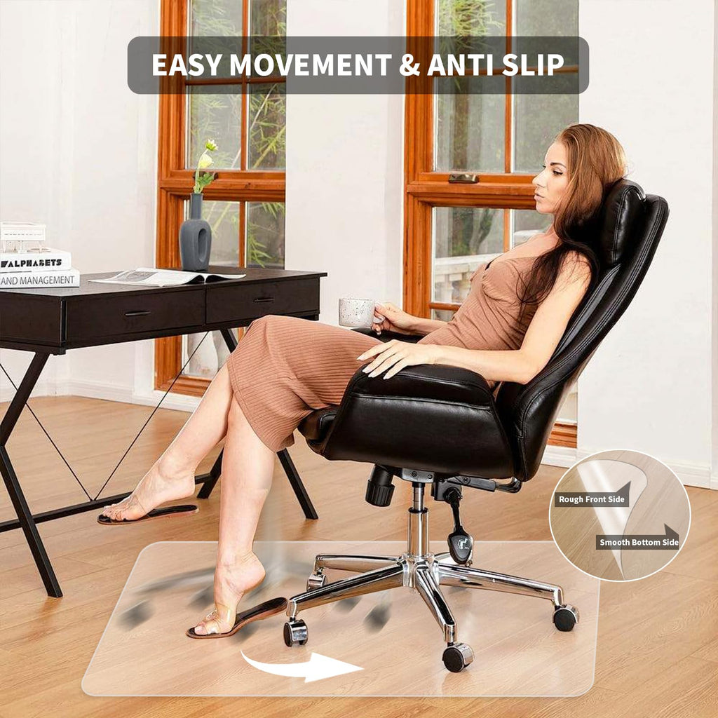 Clear Chair Mat for Hardwood Floors, 48" x 36" PVC Office Floor Protector, Heavy Duty Anti-Slip Mat for Rolling Chairs, Easy to Clean, for Home, Office, Gaming