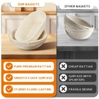 Dimpola Banneton Bread Proofing Basket - Banneton Basket Set Sourdough Proofing Basket Round Proofing Bowls Handmade Rattan Baskets and Liners (Oval & Round Gift Set)
