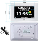 LXBYJKJ 7 Inch Digital Clock with Day and Date for Elderly Alzheimer's Dementia Clock Customizable Alarms and Medicine Reminders 3 Display Modes Large Font Digital Alarm Clock for Seniors White