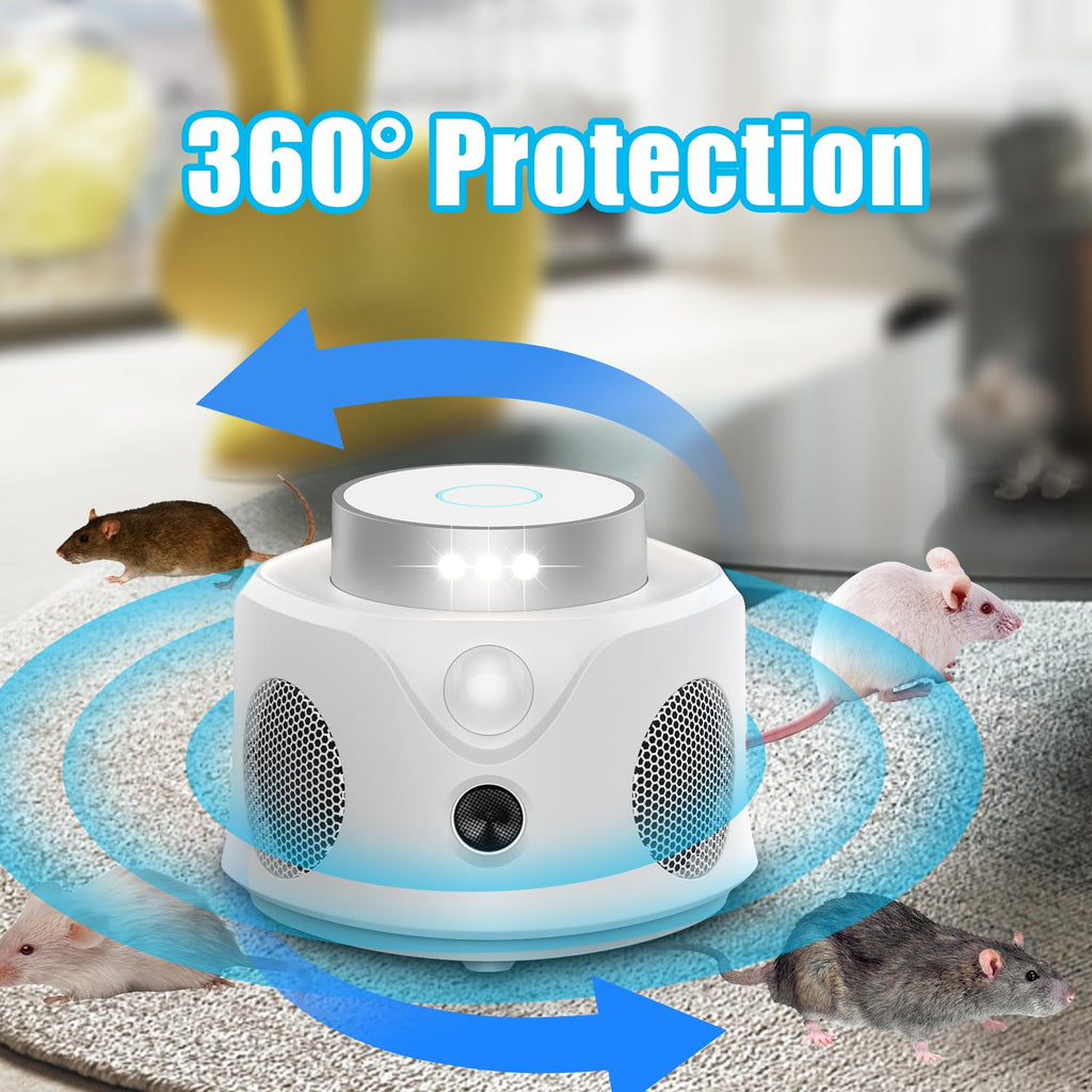 Ultrasonic Pest Repeller Indoor,Rodent Repellent Ultrasonic Plug in,Squirrel Mice/Rat Repellent Attic for House,Electronic Ultrasonic Mouse Repellent Devices,9 LED Strobe Lights 3 Model Switch