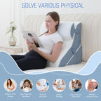 Ziiyllean Bed Wedge Pillow for Sleeping, 20-in-1 Adjustable Pillow Wedge Acid Reflux Pillow, 9 &12 & 20 Inch 3-in-1 Incline Wedge Pillow for Back Pain Relief, Gerd, Snoring