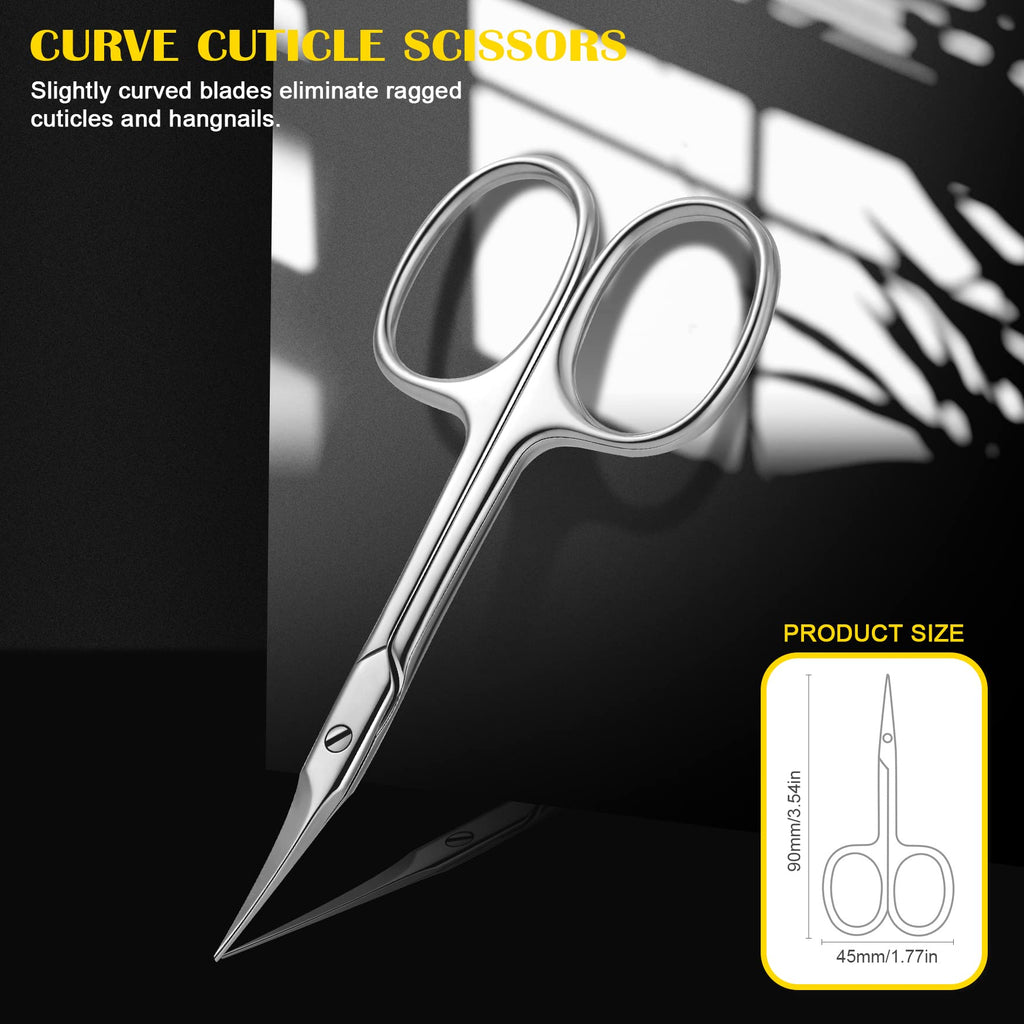 FVION Curved Cuticle Scissors Extra Fine for Women, Men and Professionals - Stainless Steel Small Manicure Scissors with Precise Pointed Tip Grooming Blades