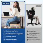 SweetSlubr Seat Cushion for Taibone Pain Relief, Office Chair Cushion, Memory Foam Large Chair Cushion with Non-Slip Cover for Soft Support at Office Chair, Car Seat, Airplane, Bleacher Black/Large