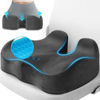 CushyOasis Seat Cushion, Chair Cushions, Office Chair Cushions, Anti-Slip Bottom & Removable Cover Tailbone Pain Relief Cushion, Memory Foam Seat Cushion for Office, Wheelchair, Car (Grey)