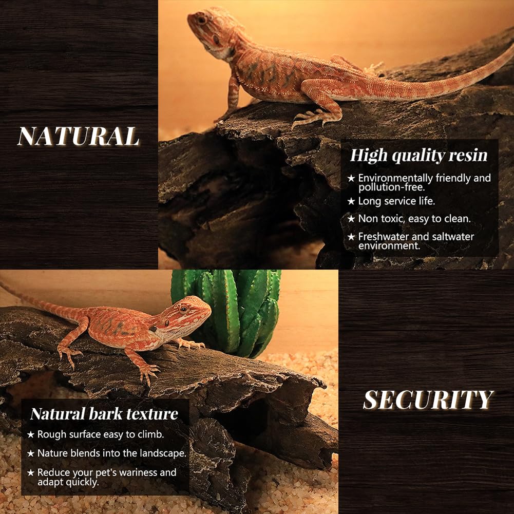 Large Reptile Hide Leopard Gecko Tank Accessories Driftwood for Aquarium Natural Hollow Log for Betta Fish Hideout Bearded Dragon or Ball Python Tank Accessories(13.8")