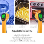 BSIDE Infrared Thermometer Non-Contact Digital Laser Temperature Gun Adjustable Emissivity -58℉-1022℉ (-50℃-550℃) for Cooking Grill Food Kitchen Automotive and Industrial