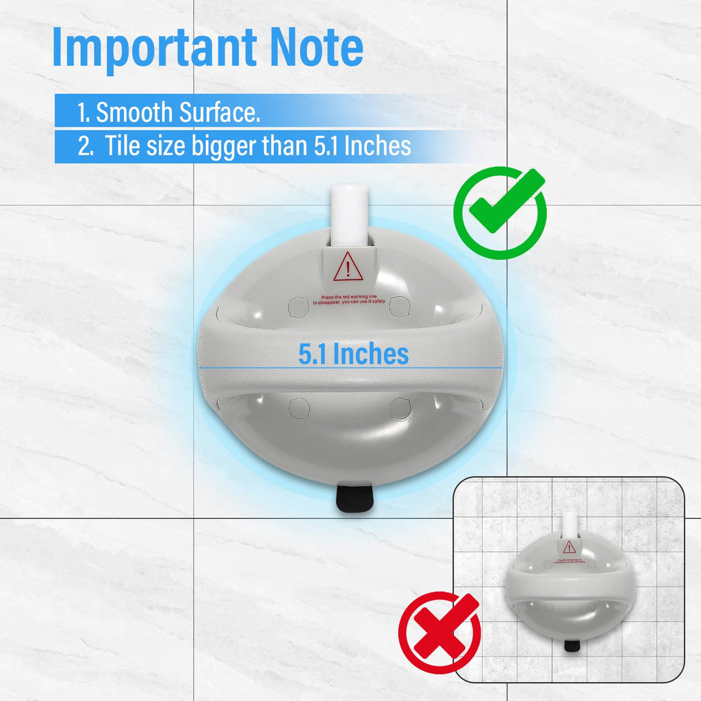 Safety Suction Shower Grab Bar, Shower Grab Bar with 418 Pounds Powerful Suction, Shower Handles for Seniors Support Suctions, Handicap Grab Bar for Bathroom, Bathtub, Toilet, Gray, 2 Pack