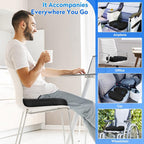 XXLSeat Cushion Office Car Seat Cushion, Memory Foam Cushion for Office Chair, Car Seat, Airplane, Bleacher Non-Slip Chair Pad, Butt Pillow for Desk, Wheelchair, Car (Black)