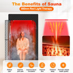 Home Sauna Portable with 660nm Red Light Therapy, Sauna Box for Detox & Muscle Recovery, Infrared Saunas for Home 1000W Rapid Heating, Remote Control & Foldable Chair 71”x 36”x 49”, 9 Timer Setting
