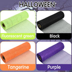 TONIFUL 4 Rolls 10 Inch Black/Orange/Purple/Green Decorative Mesh Ribbbon Rolls, for Wreath Supplies Front Door Wreath Craft Tree Decor Christmas NewYears Halloween Decoration (30ft/roll, 120ft/Set)
