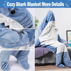 DDMY Shark Blanket Halloween Blanket, XXL Size Flannel Shark Onesie Wearable Blanket for Adult, Cartoon Shark Blanket Hoodie Onesie Sleeping Bag Funny Throw Blankets Christmas Blanket Shark Costume