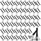 Fumete 100 Pcs Metal Ringing Bells Wedding Bells Dinner Service Call Bell Steel Handbells with Wooden Handle for Wedding Decors Schools Musical Percussion The Sick Elderly Alert(Silver)