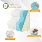 Ruqmuis 4PCS Wedge Pillow Set for After Surgery, Wedge Pillow Headboard, Adjustable 9&12 Inch Sleeping Wedge, Acid Reflux, Orthopedic Pillow Wedge for Back Pain Relief, Gerd, White/Grey