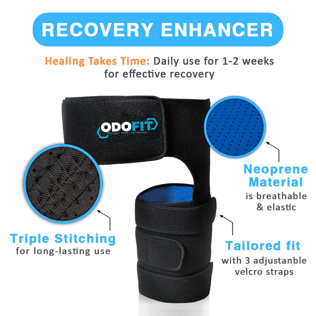 ODOFIT Ortho Sciatica Pain Relief Hip Brace - Compression Groin Support Wrap for Men and Women - Effective Thigh, Hamstring Sleeve and Hip Pain Relief - Left Leg