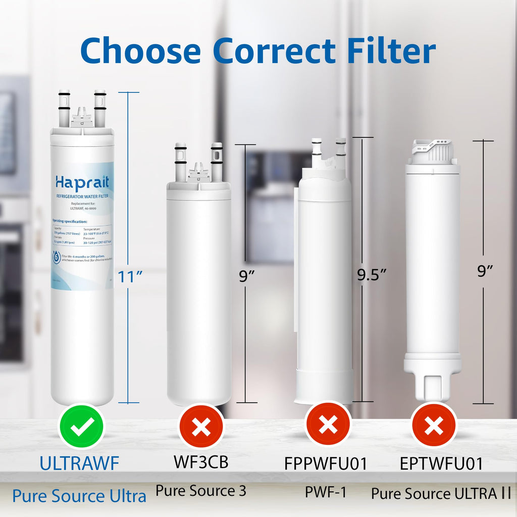 Haprait HP005 Compatible with Frigidaire ULTRAWF, Pure Source Ultra, Kenmore 9999, 469999, 46-9999, Water and Ice, Pack of 3