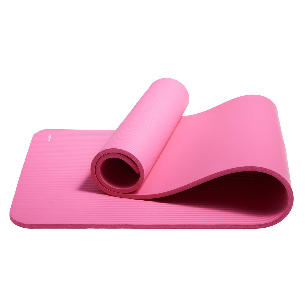 Amazon Basics 1/2 Inch Extra Thick Exercise Yoga Mat with Carrying Strap, Pink