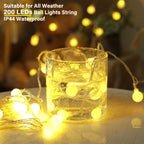Minetom Mini Globe String Lights, 66 Ft. 200 LED Fairy String Lights Plug in, 8 Modes with Remote, Decor for Indoor Outdoor Party Wedding Christmas Tree Garden, Warm White
